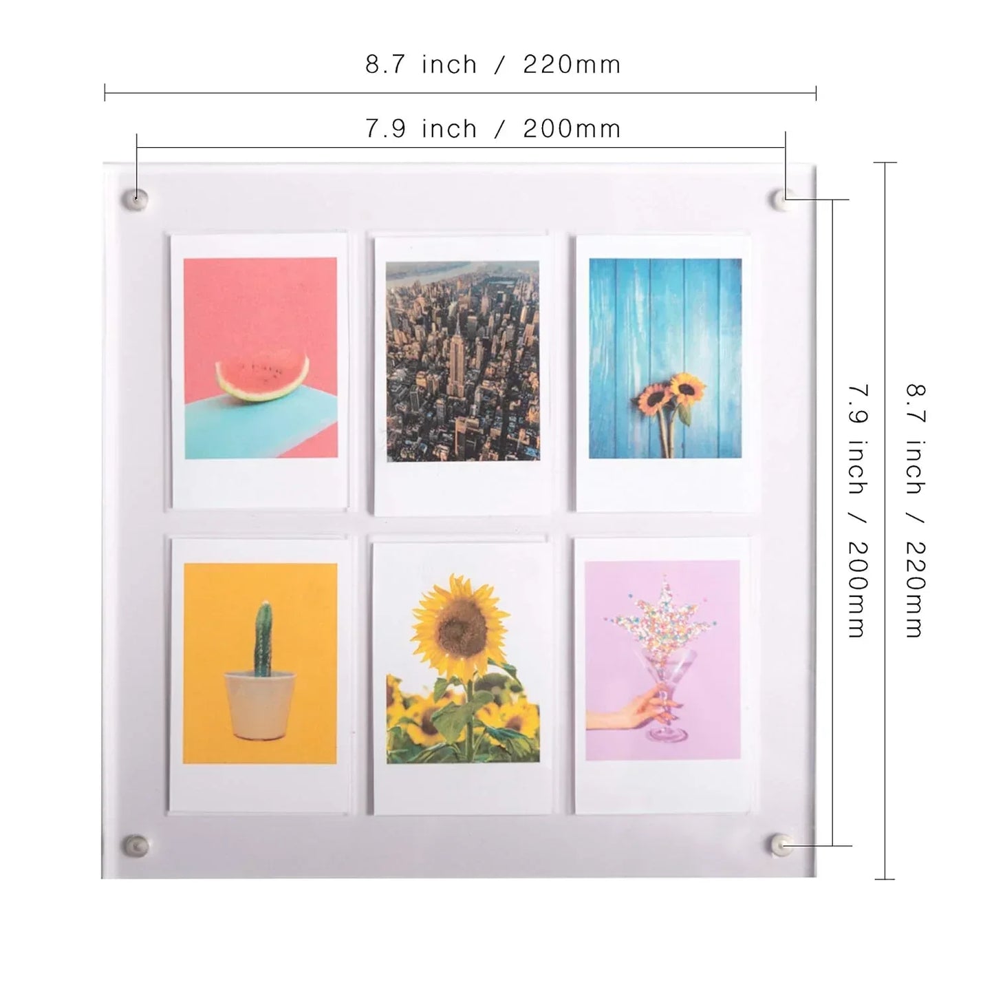 Acrylic Magnetic Photo Frame 8x8" – Sleek Display for Instax Mini Prints, Postcards & Keepsakes - Jaiman Toys