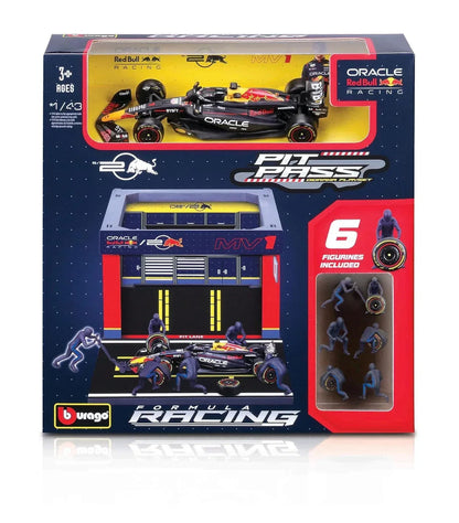 Bburago Oracle Red Bull Racing F1 Pit Pass Playset 1:43 Scale – RB20 Car with 6 Figures