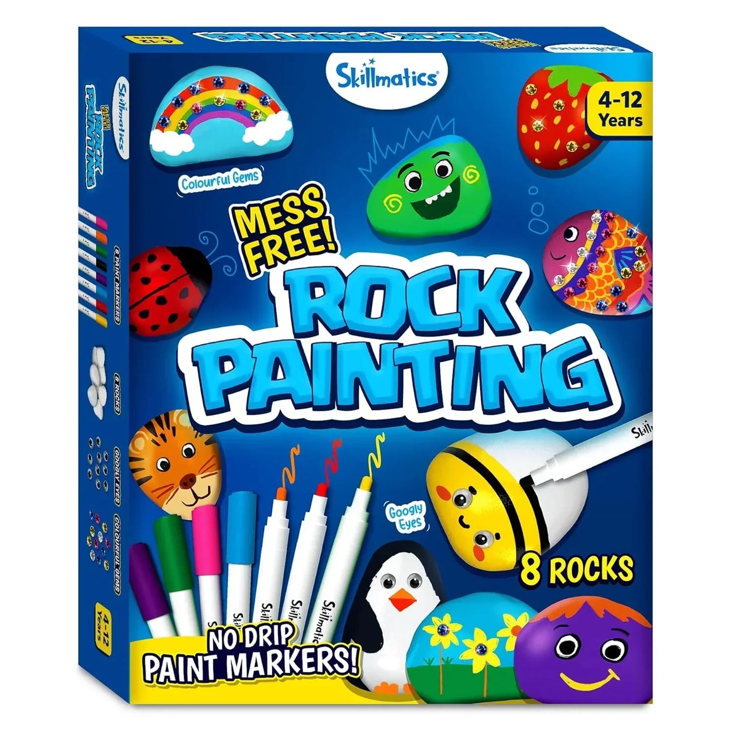 Skillmatics Rock Painting Kit - Mess-Free Art & Craft Activity For Girls & Boys, Craft Kits & Supplies, Diy Creative Activity, Gifts For Kids Ages 4, 5, 6, 7, 8, 9, 10, 11, 12, Multicolor - Jaiman Toys
