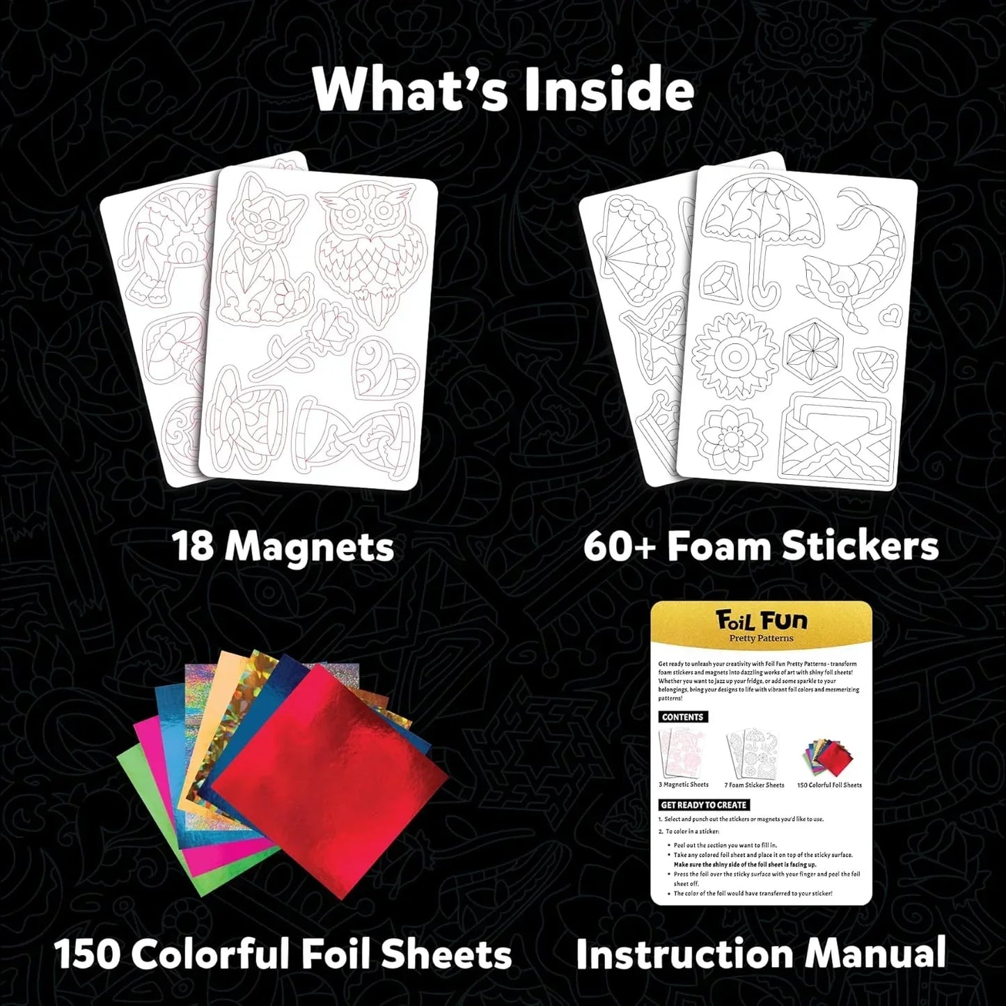 Skillmatics Art & Craft Activity - Foil Fun Pretty Patterns, Mess-Free Art, Magnets & Supplies, DIY Colorful Creative Activity, Craft Kits, Gifts for Kids, Teens, Adults, Families - Jaiman Toys