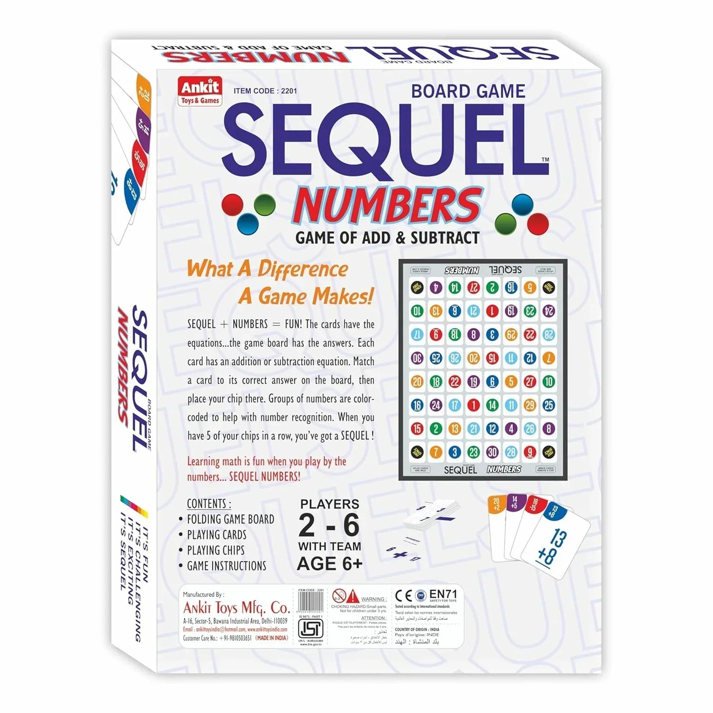 Ankit Toys Sequel Board Game – Strategy & Number Game for Kids & Families