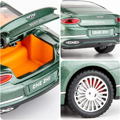Joy Junction Bentley Cont Smoke 1:24 Scale Die-Cast Luxury Coupe Model with Sound & Light – Pull Back Metal Car Toy (Green)