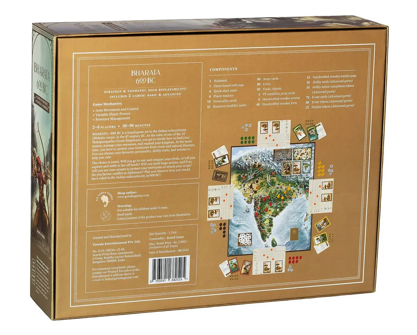 Go India Games - BHARATA 600 BC - Strategy Board Game for Teens, Adults and Family (It Includes 2 Games in one Box!) - Jaiman Toys