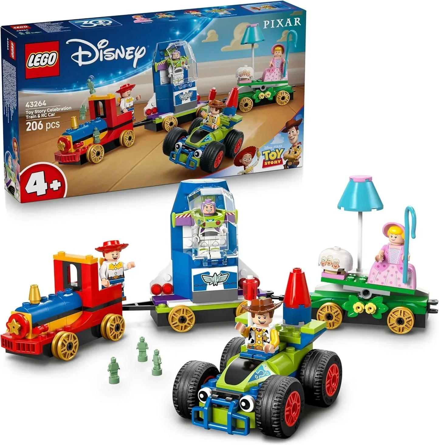 LEGO 43264 Disney and Pixar’s Toy Story Celebration Train & RC Car Toy Building Set with Woody, Buzz Lightyear, Jessie & Bo Peep Minifigures - Birthday Gift for 4+ Year Old Boys & Girls