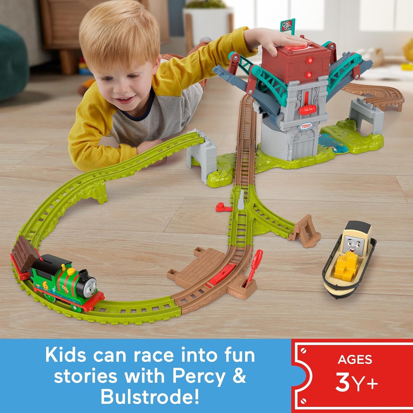 Fisher-Price Thomas & Friends Bulstrode & Talking Which-Way Bridge Train Set – Motorized Percy Track Playset