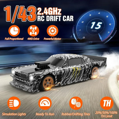 Chassis Model 1:43 RC Drift Race Car 4WD Ready to Go Mini Car Toy With Gyro