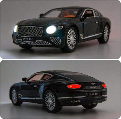 Joy Junction Bentley Cont Smoke 1:24 Scale Die-Cast Luxury Coupe Model with Sound & Light – Pull Back Metal Car Toy (Black)