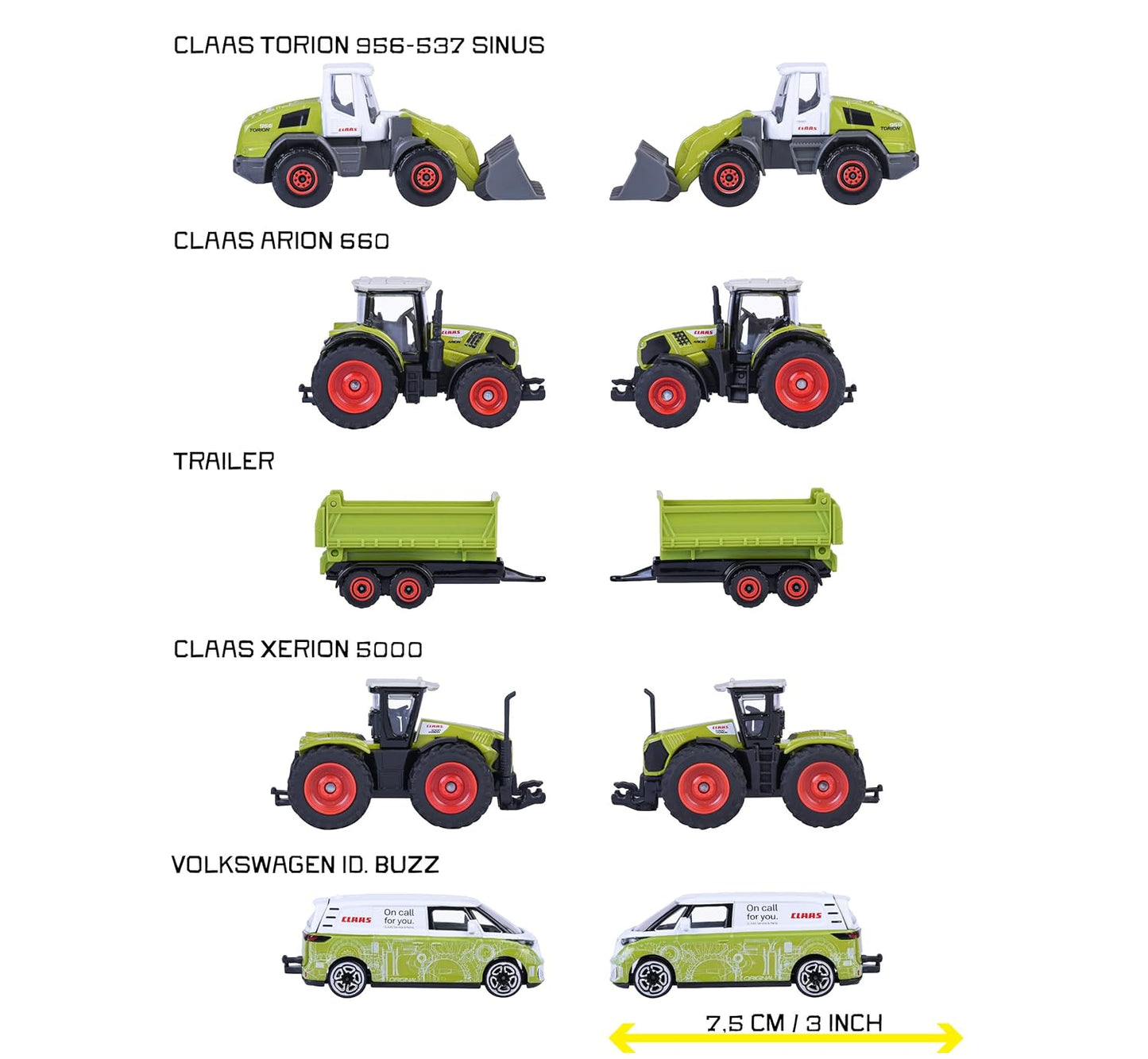 Majorette Farm Vehicle Gift Pack – CLAAS Tractor Toy Set with Trailer & Farm Machines | Die-Cast Vehicles (5 Pieces)