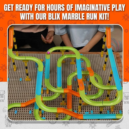 Blix Marble Run - 1, 118 Piece Construction Set, Design and Build Your Own Tracks, Marble Run Toys for Kids, Compatible with Other Brick Brands, Ages 5+, Made in India - Jaiman Toys