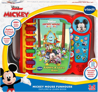 VTech Disney Junior Mickey Mouse Funhouse Explore & Learn Book | Interactive Educational Sound Book with Lights, Music, Stories & Learning Activities for Toddlers