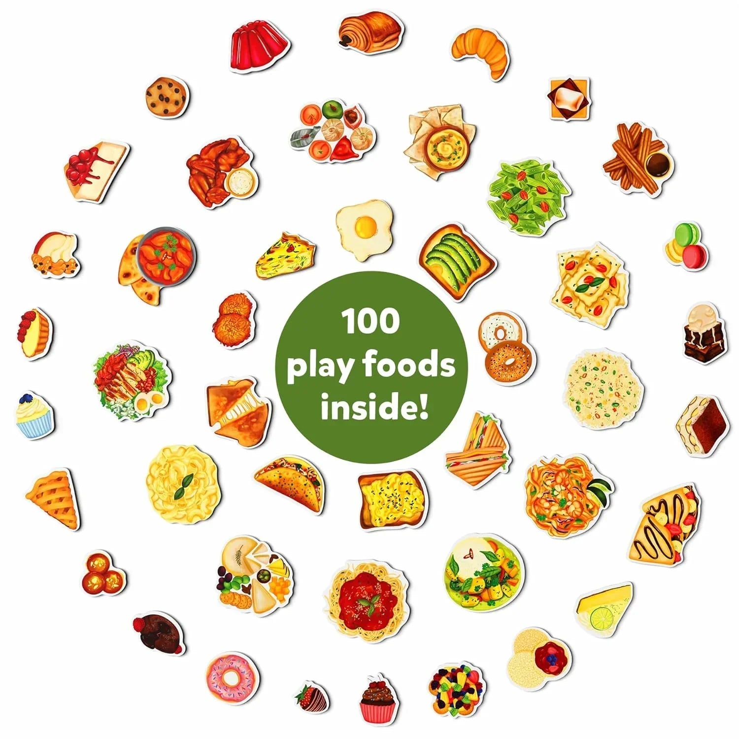 Skillmatics Pretend Play Playset - 100 Most Real Play Foods for Child's Play, Back-to-School Kitchen Accessories, Play Kitchen Toys, Gifts for Boys, Girls, Kids & Toddlers Ages 3 and up - Jaiman Toys
