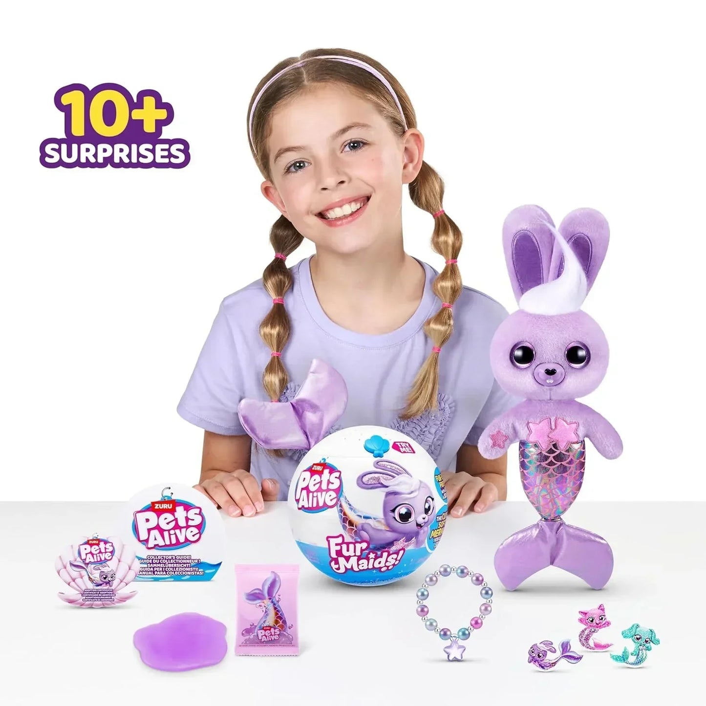 Pets Alive Furmaids by ZURU Mermaid Plush Interactive Light and Sound Girls Toy (Purple Rabbit) - Jaiman Toys