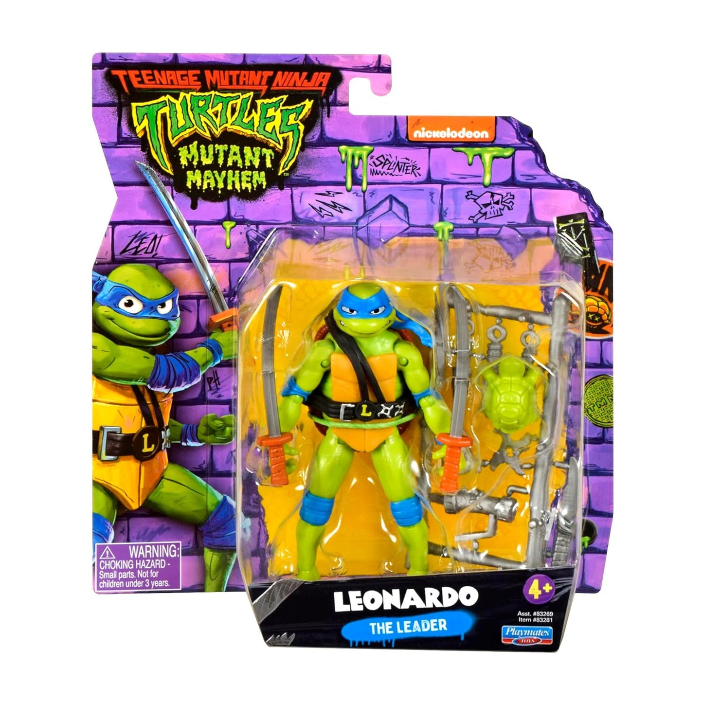 Teenage Mutant Ninja Turtles Mutant Mayhem Leonardo Action Figure | 4.5 Inch TMNT Collectible with Katana Accessories