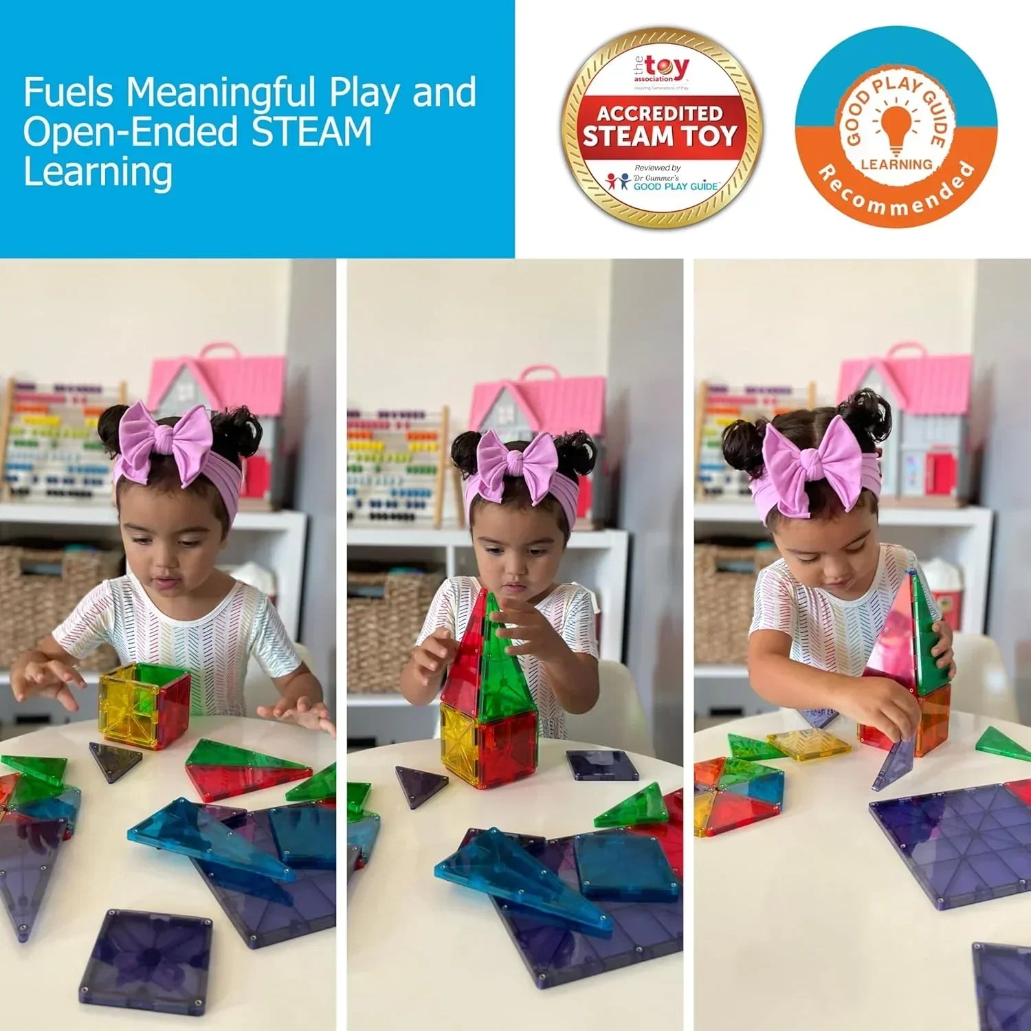 Magna-Tiles Magnetic Building Toys, Clear Colors Set (32 Pieces) - Jaiman Toys