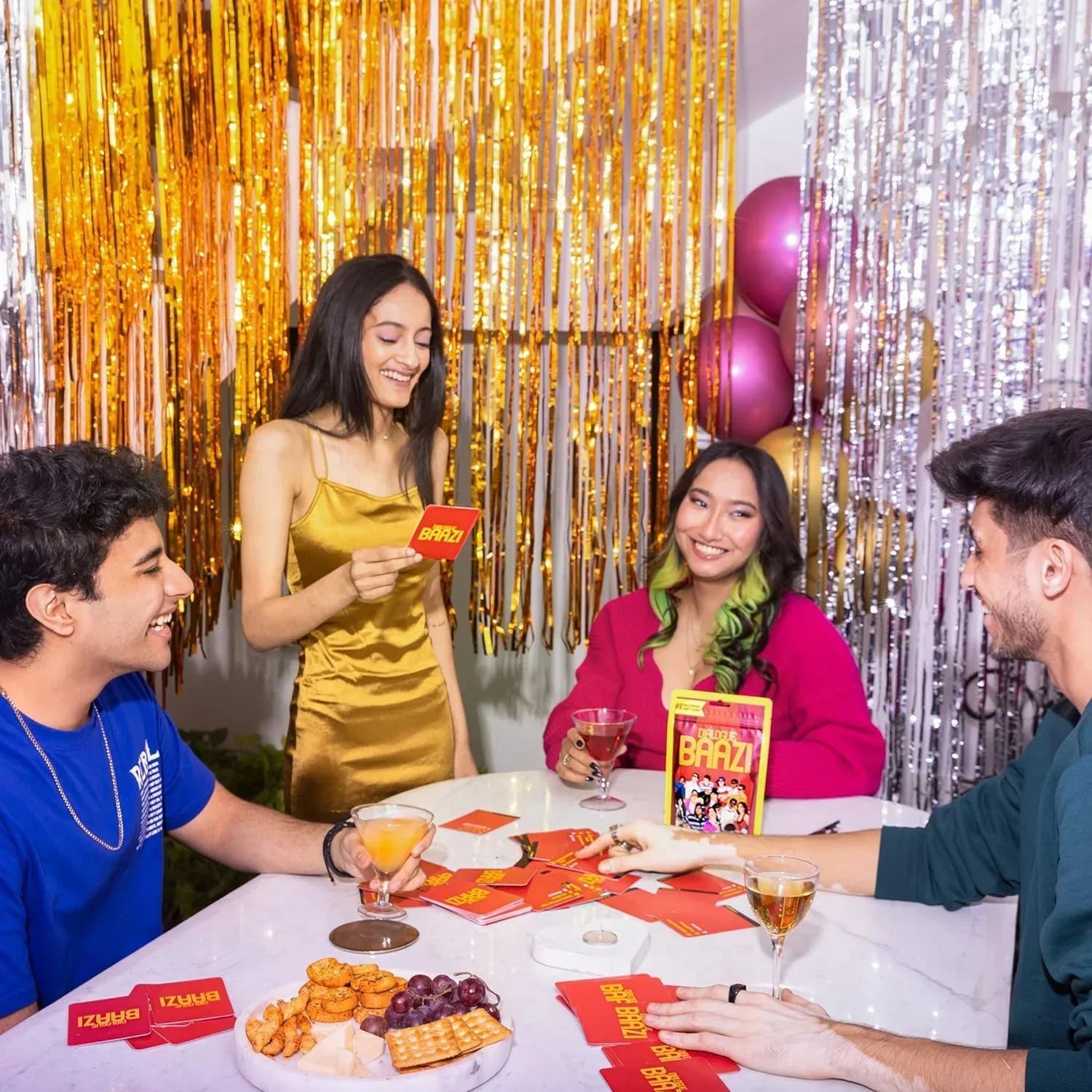 Dialogue Baazi Card Game : The Ultimate Bollywood Party Game | 100 Cards of Filmy Fun for Friends & Adults - Jaiman Toys