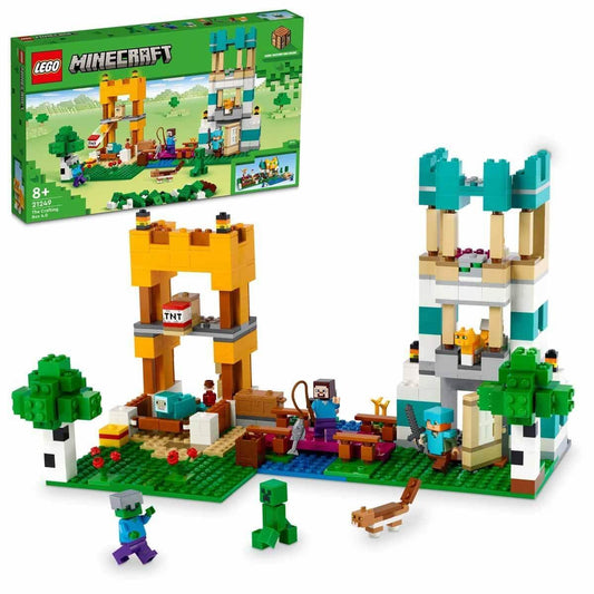 LEGO Minecraft 21249 Crafting Box 4.0: Build Your Adventure with Alex, Steve & Creeper Mobs  2-in-1 River Tower or Cat Hut Fun - Jaiman Toys