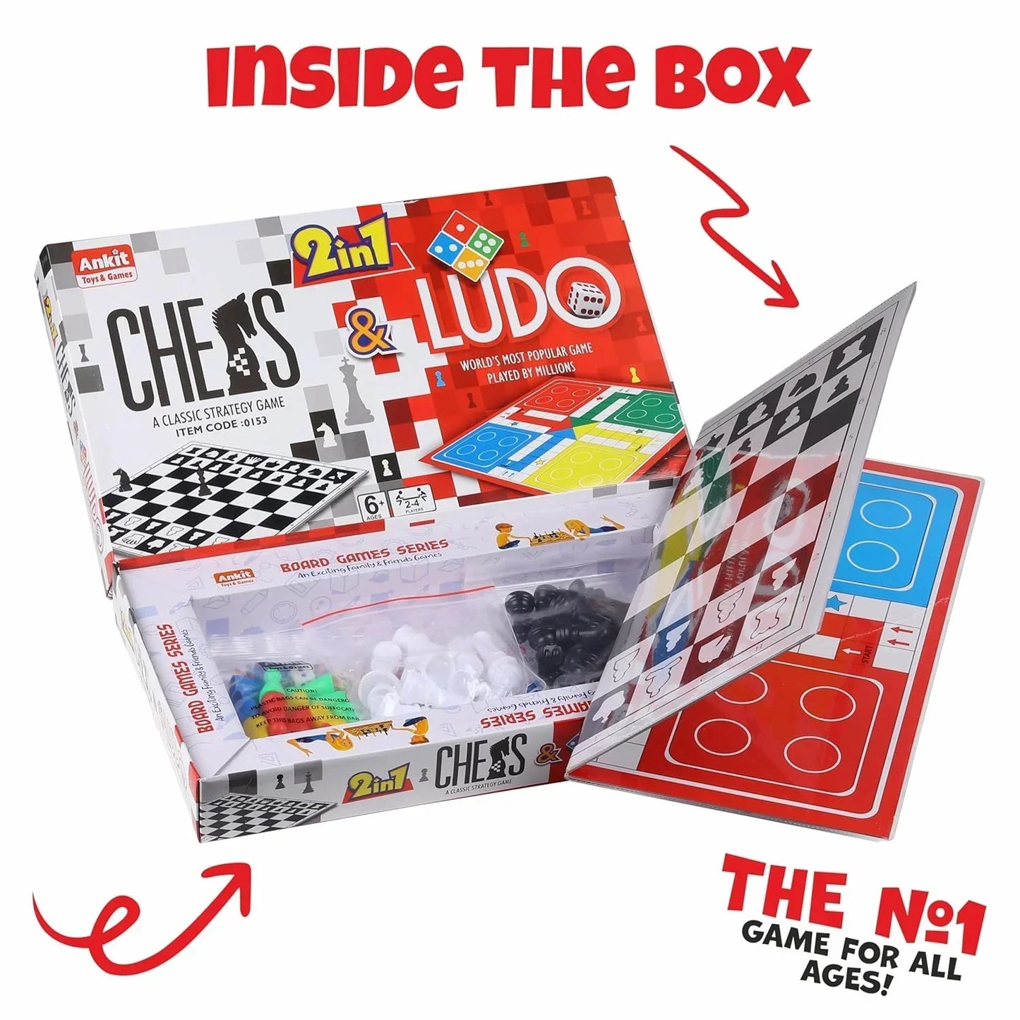 Ankit Toys 2-in-1 Chess & Ludo Board Game – 38×38 cm Family Game Set