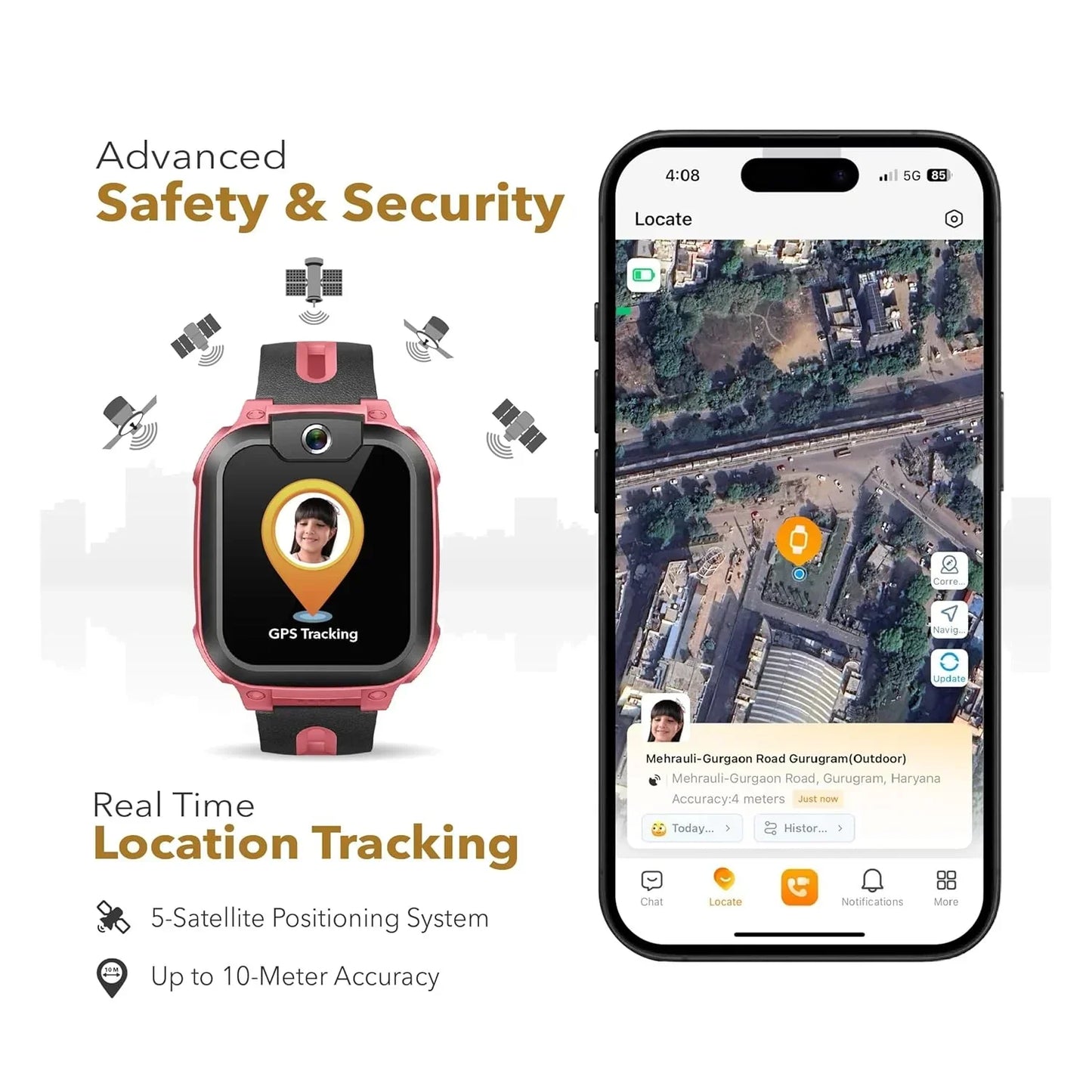 IMOO Kids Phone Watch Z1 – Kids Smart Watch with GPS Tracker, 4G Video & Voice Calls, Advanced Parental Controls, Durable Quality with IPX8 Water Resistance, SOS, for Kids (Grapefruit Red) - Jaiman Toys