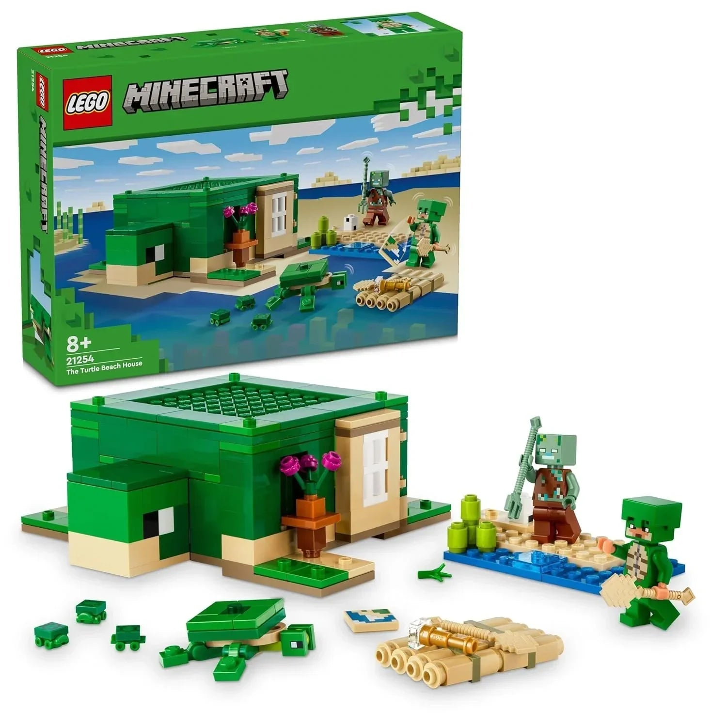 LEGO Minecraft Turtle Beach House building set with minifigures and accessories for kids