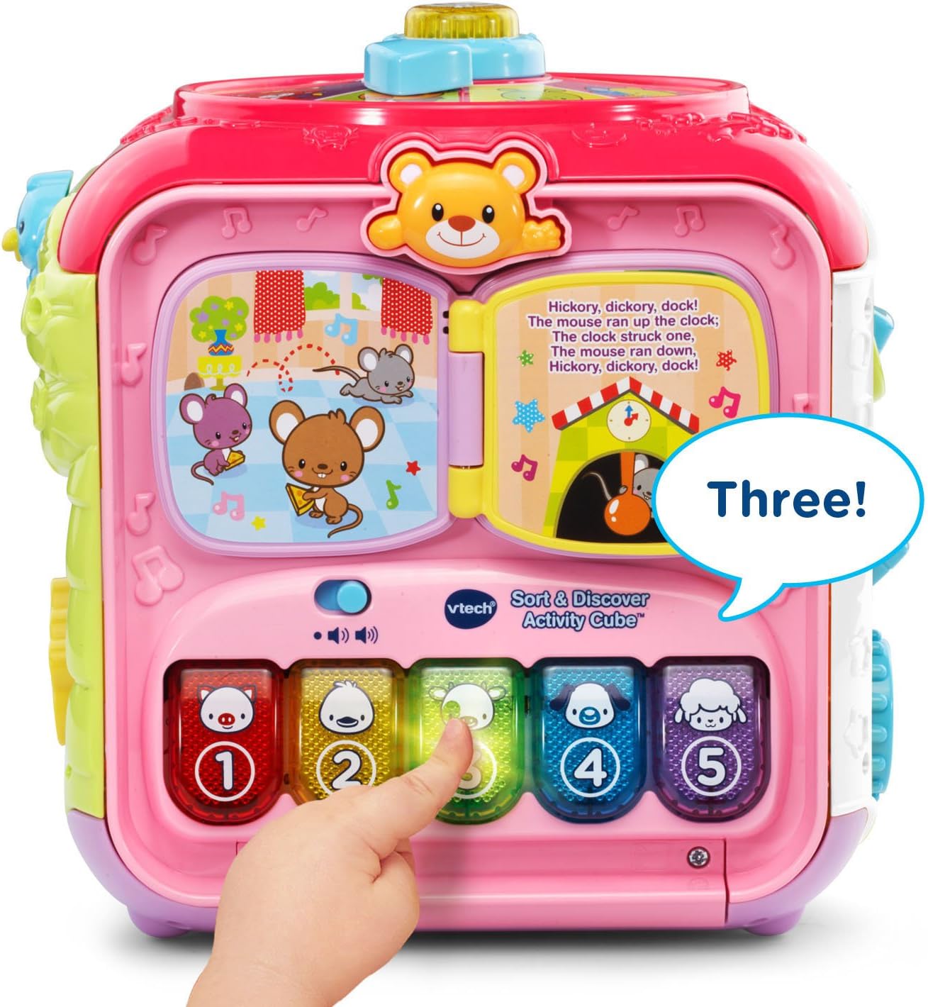VTech Sort & Discover Activity Cube Interactive Learning Toy with Shape Sorter, Lights, Sounds & Music | Pink