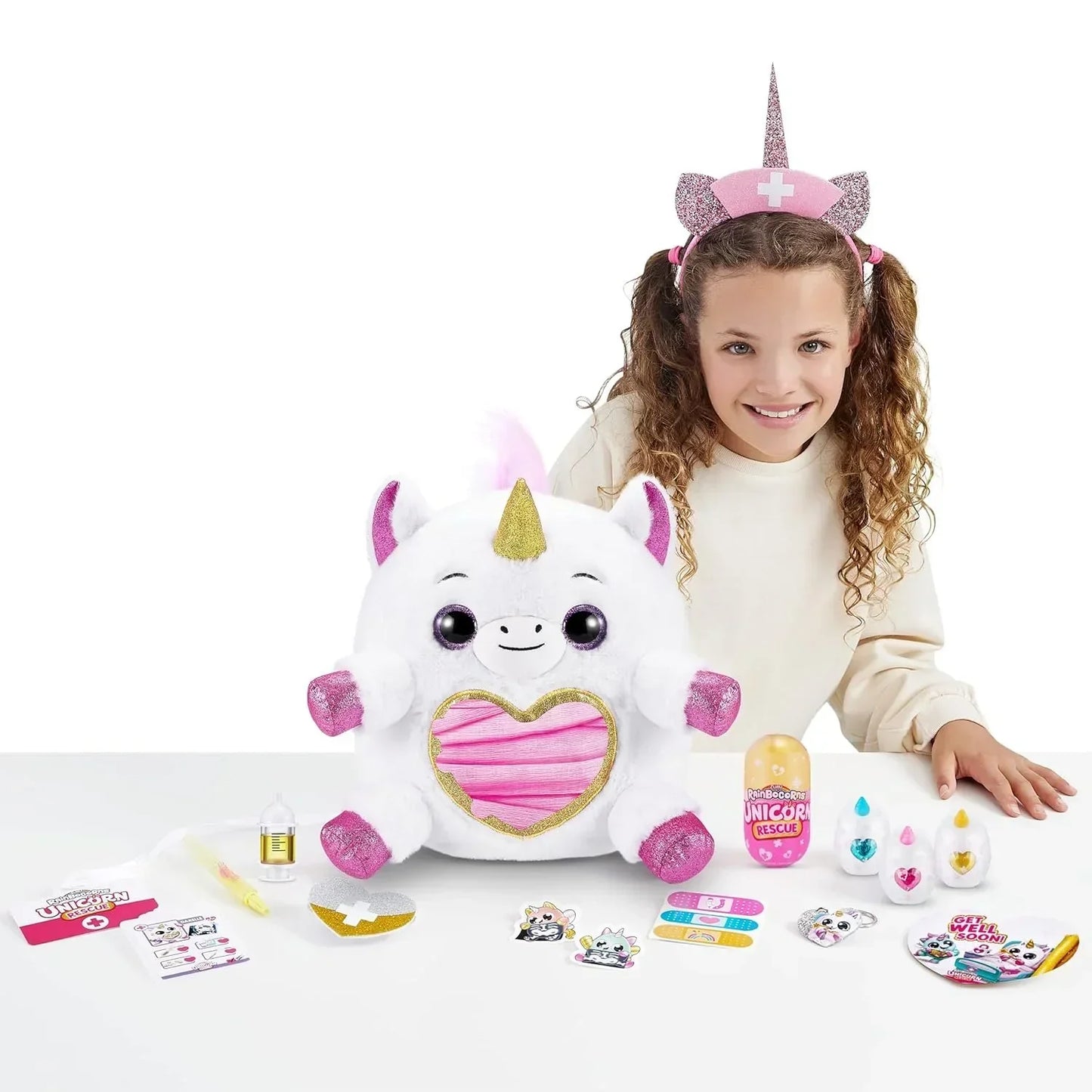 Rainbocorns Unicorn Rescue Surprise, Daxelle - Collectible Plush - Giant Egg, Over 25 Surprises Inside, 35 cm, Cuddle Plush Stuffed Animal, Rings, Stickers,... - Jaiman Toys