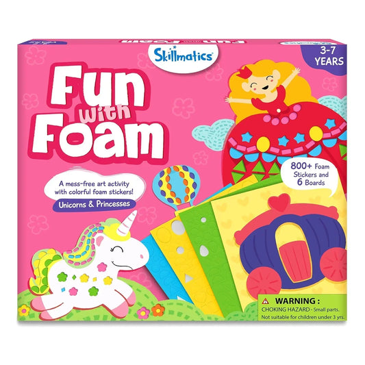 Skillmatics Art Activity - Fun with Foam Unicorns & Princesses, No Mess DIY Sticker Art for Kids, Craft Kits, Gifts for Ages 3, 4, 5, 6, 7, Travel Toy - Multicolor - Jaiman Toys