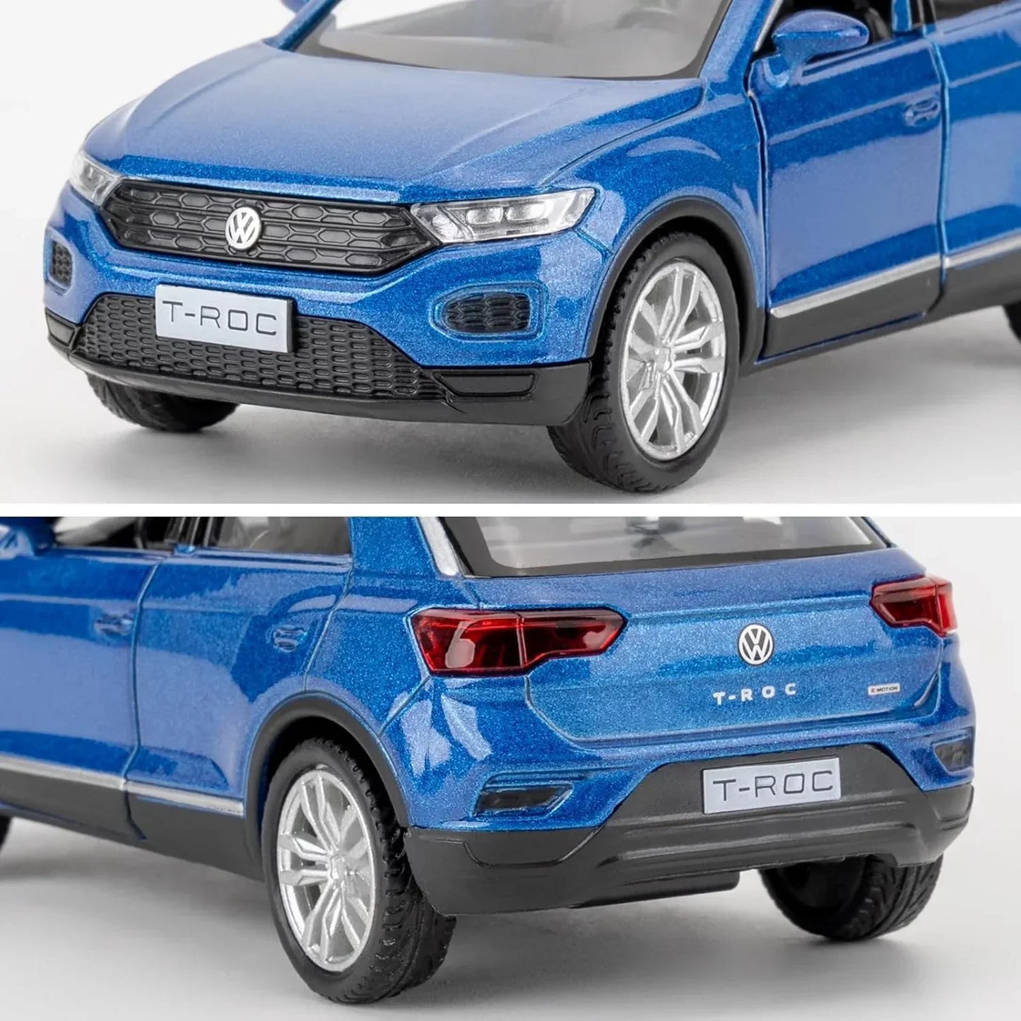 RMZ City Volkswagen T-Roc SUV 1:36 Die-Cast Car | Pull Back & Go | Openable Doors | Blue / Gold