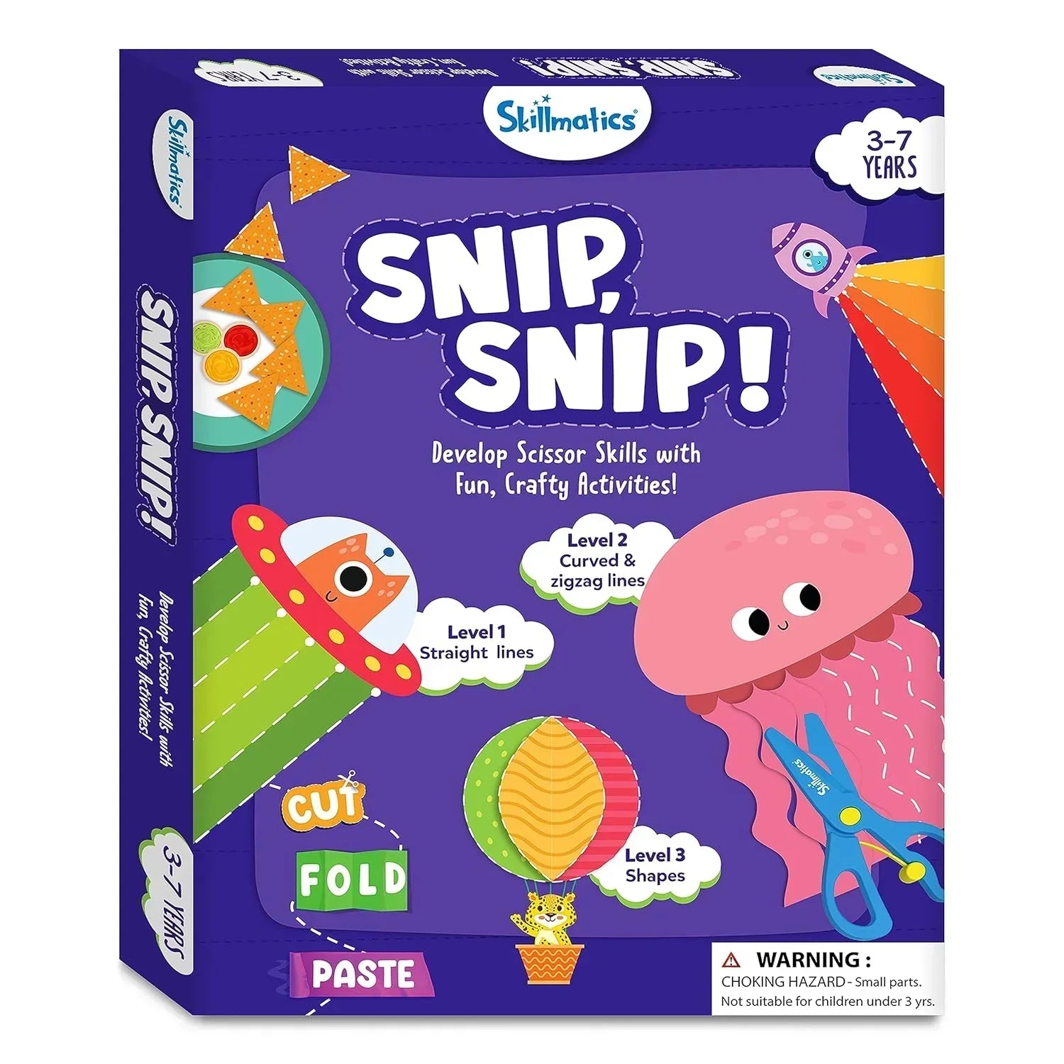 Skillmatics Art & Craft Activity Kit - Snip, Snip, Practice Scissor Skills, Craft Kits & Supplies, 25 DIY Activities, Gifts for Toddlers, Girls & Boys Ages 3, 4, 5, 6, 7, Travel Toys,Multicolor, Paper - Jaiman Toys