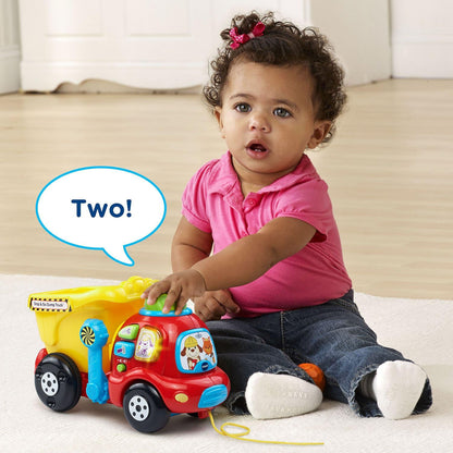 VTech Drop and Go Dump Truck | Interactive Learning Construction Truck with Lights, Sounds & Music | Yellow