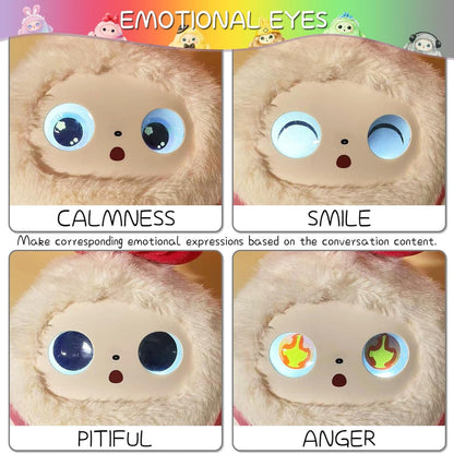 AI Interactive Plush Toy with LED Eyes | Smart AI Talking Plush Companion | App-Controlled Intelligent Plush Robot | Soft Rechargeable Interactive Toy | Grey | 9 Inch