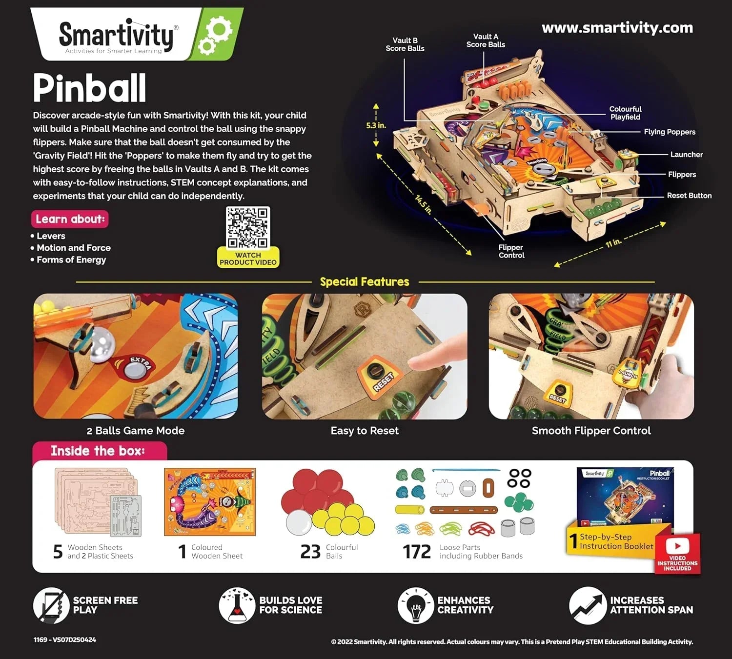 Smartivity Pinball Machine STEM DIY Kit – Educational Construction Toy for Kids - Jaiman Toys