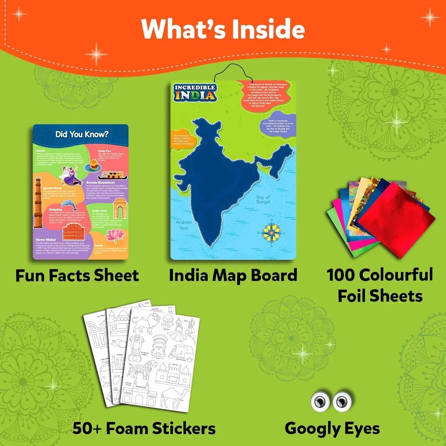 Skillmatics Art & Craft Activity - Foil Fun Incredible India, No Mess Art for Kids, DIY Creative & Educational Activity, Gifts for Ages 4, 5, 6, 7, 8, 9, 10, 11, 12 - Jaiman Toys