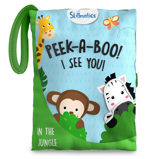 Skillmatics Peek-A-Boo Jungle Book - Soft Cloth Book for Baby, Infant & Toddler Toys, Crinkle Pages for Sensory Play, Gifts for Ages 6 Months and Up, Multicolor - Jaiman Toys