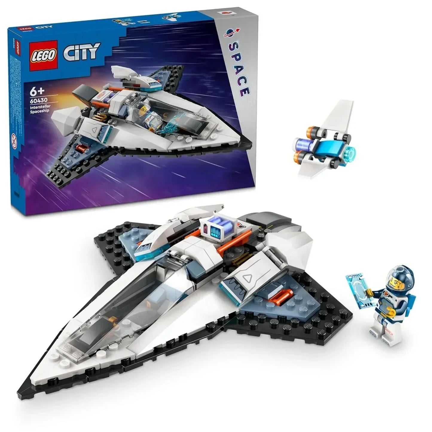 LEGO City Space Interstellar Spaceship set with astronaut minifigure and small drone.