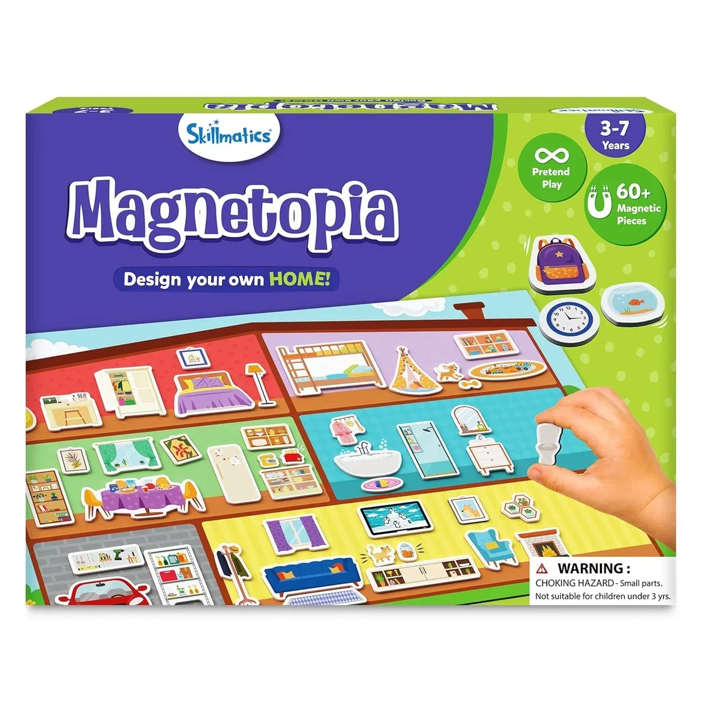 Skillmatics Creative Toy Magnetopia - Design Your Home, Interactive Pretend Play Set for Kids, Toddlers, 60+ Magnetic Pieces, Preschool Learning Game, Gifts for Girls & Boys Ages 3, 4, 5, 6, 7 - Jaiman Toys