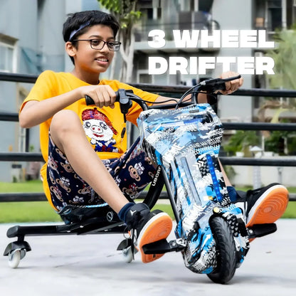 Uboard Blue 3-Wheel Drifter for Kids 6+: LED Lights, Bluetooth Front Disc Brakes - Jaiman Toys