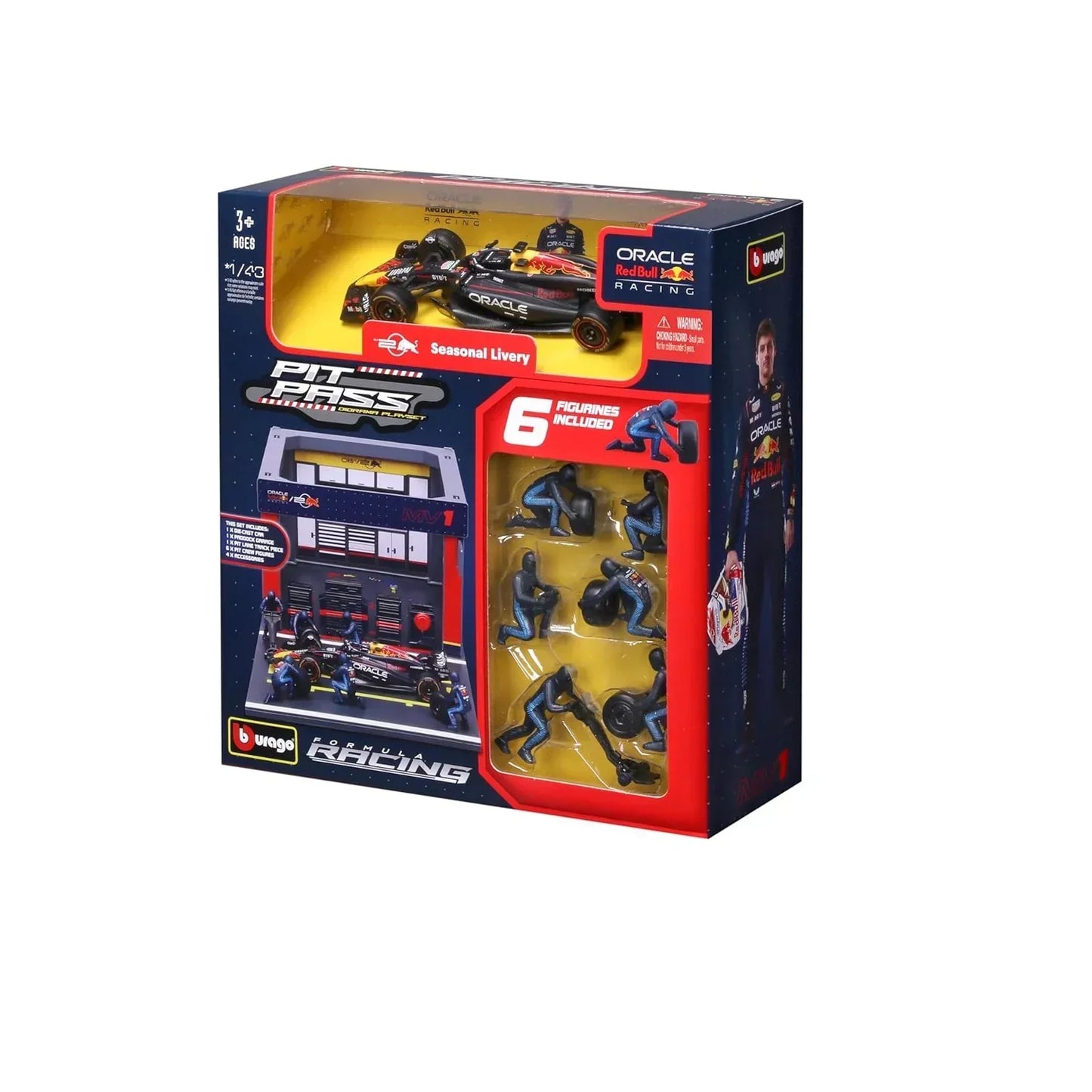 Bburago Oracle Red Bull Racing F1 Pit Pass Playset 1:43 Scale – RB20 Car with 6 Figures