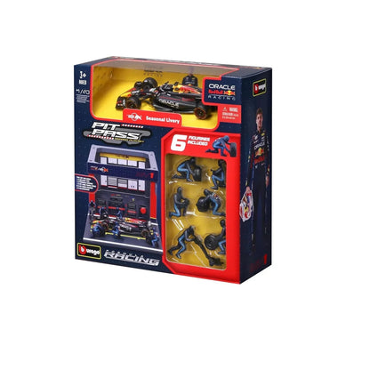 Bburago Oracle Red Bull Racing F1 Pit Pass Playset 1:43 Scale – RB20 Car with 6 Figures