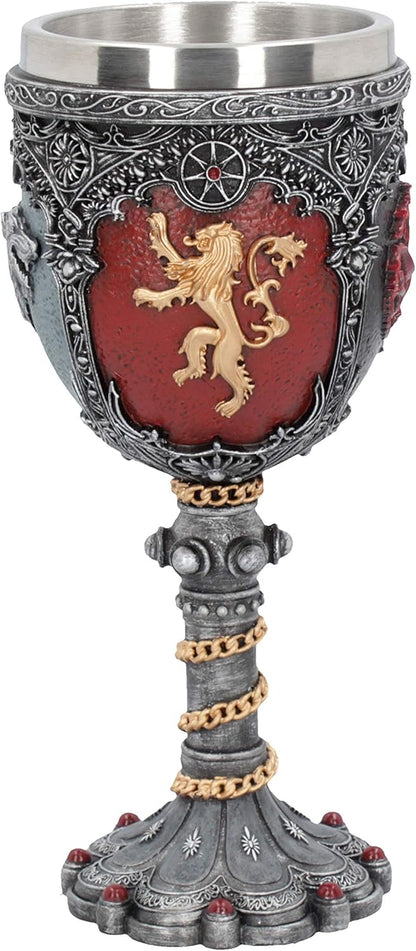 Game of Thrones Houses Goblet Chalice 17cm| Stark, Lannister, Targaryen & Baratheon Collectible Cup | Medieval Fantasy Wine Goblet