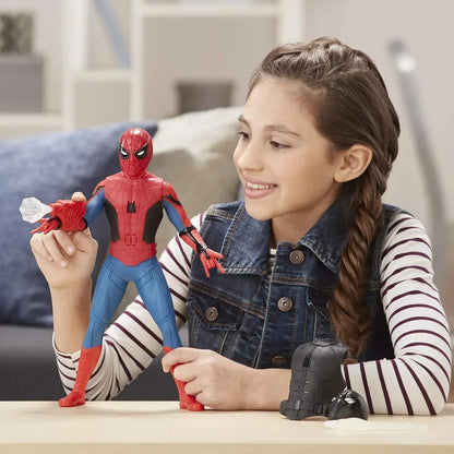 SPIDER-MAN Marvel Plastic Far From Home Deluxe 13-Inch-Scale Web Gear Action Figure With Sound Fx, Suit Upgrades, And Web Blaster Accessory - Multicolor - Jaiman Toys