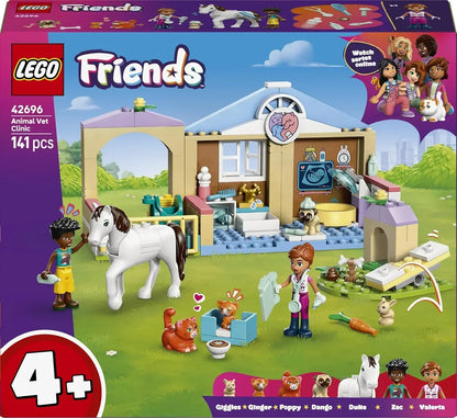 LEGO Friends 42696 Animal Vet Clinic - Educational Toy w/a Horse Stable, 2 Mini Dolls, Pet Dog, Bunny & Cat Figures Plus Accessories - Birthday Gift for 4+ Year Old Girls