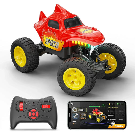 Mirana Spiker 2WD RC Car – High-Speed Offroad Crawler with App Control, Bluetooth Speakers & RGB Lights | USB Rechargeable Monster Truck for Kids 3+ (Red) - Jaiman Toys