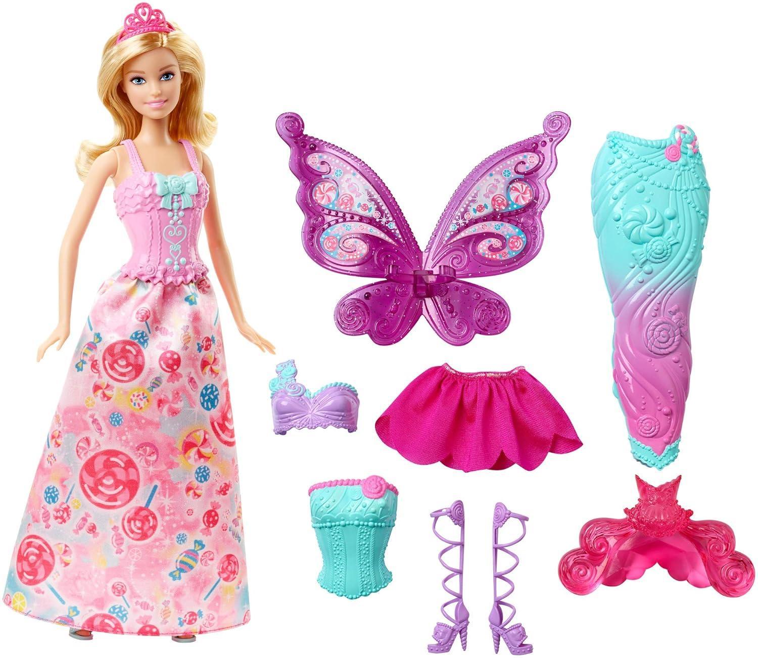 Barbie Doll and Fairytale Dress-Up Set, Clothes and Accessories for Princess, Mermaid and Fairy Characters, Kids Toys and Gifts - Jaiman Toys