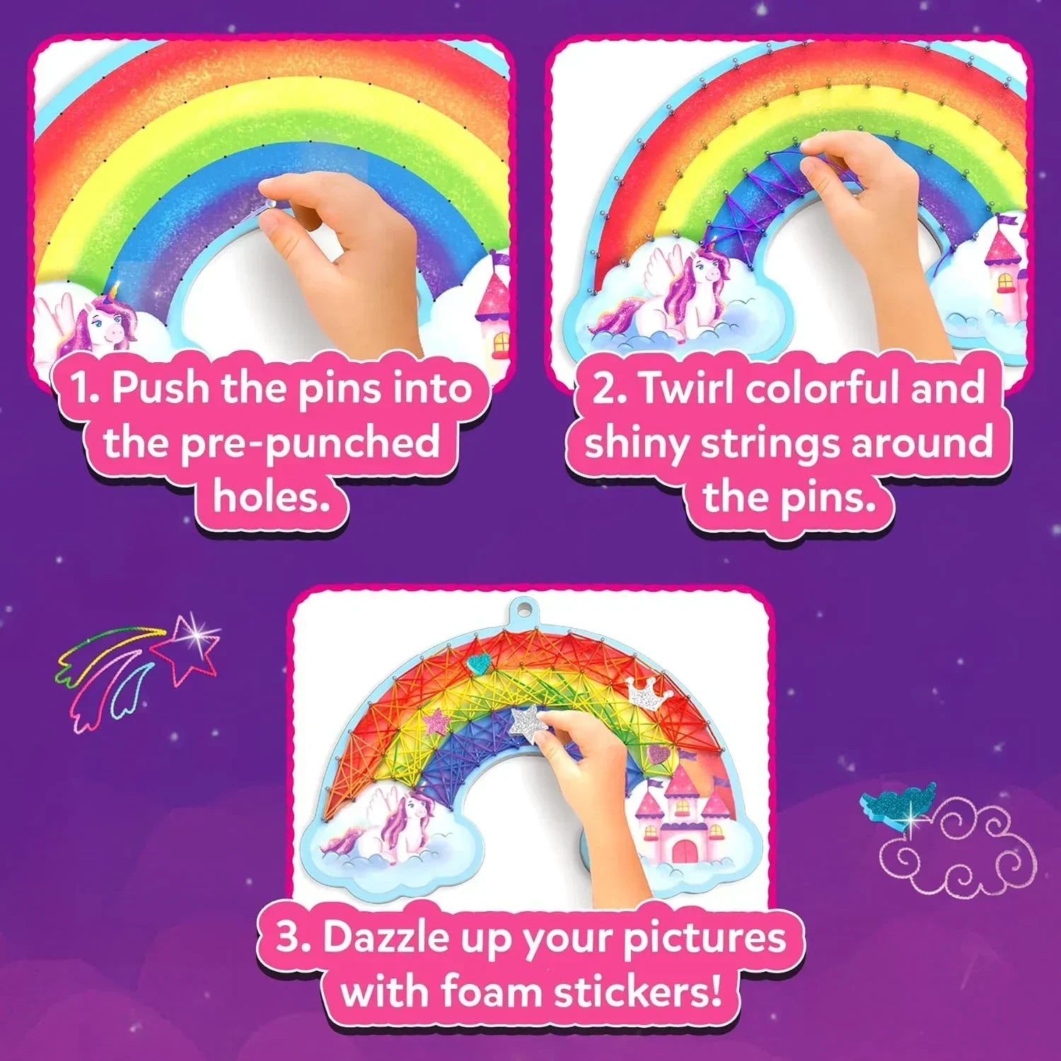 Skillmatics Art & Craft Activity - Super Strings Unicorn Magic, Mess-Free Art for Kids, Craft Kits & Supplies, DIY Creative Activity, Gifts for Girls & Boys Ages 6, 7, 8, 9, 10, 11, 12 - Jaiman Toys