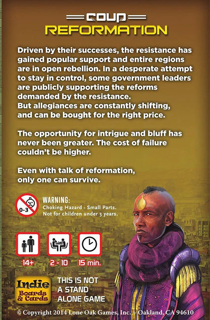 Coup Game Bundle Including Coup (The Dystopian Universe) and Coup Reformation Expansion by Indie Boards and Cards (2 Items) - Jaiman Toys
