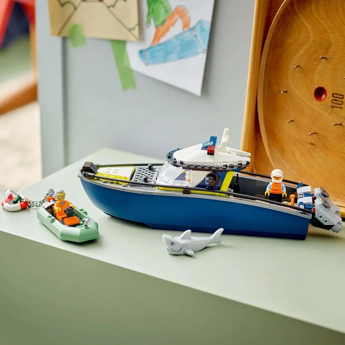 LEGO City - 60456 Police Boat Chase Set - incl. 2 Boat Toys, 3 Minifigures & a Shark Animal Figure - Gift for 6+ Year Old Boys & Girls