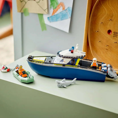 LEGO City - 60456 Police Boat Chase Set - incl. 2 Boat Toys, 3 Minifigures & a Shark Animal Figure - Gift for 6+ Year Old Boys & Girls