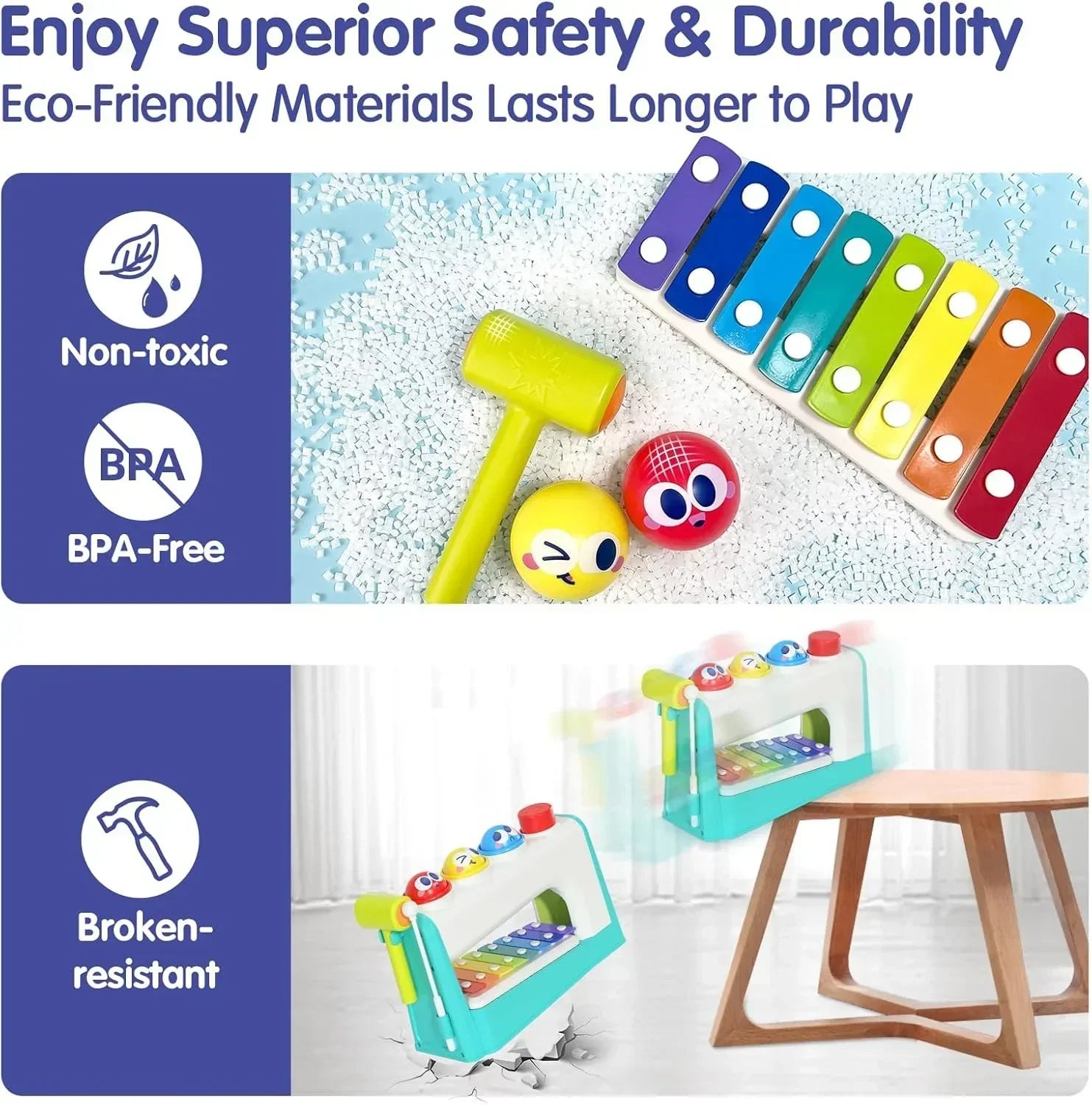 "HOLA Xylophone &amp; Pounding Toy Set: Interactive Musical Fun with Balls &amp; Hammer – Perfect 1st Birthday Gift for Boys &amp; Girls Aged 12 Months+" - Jaiman Toys