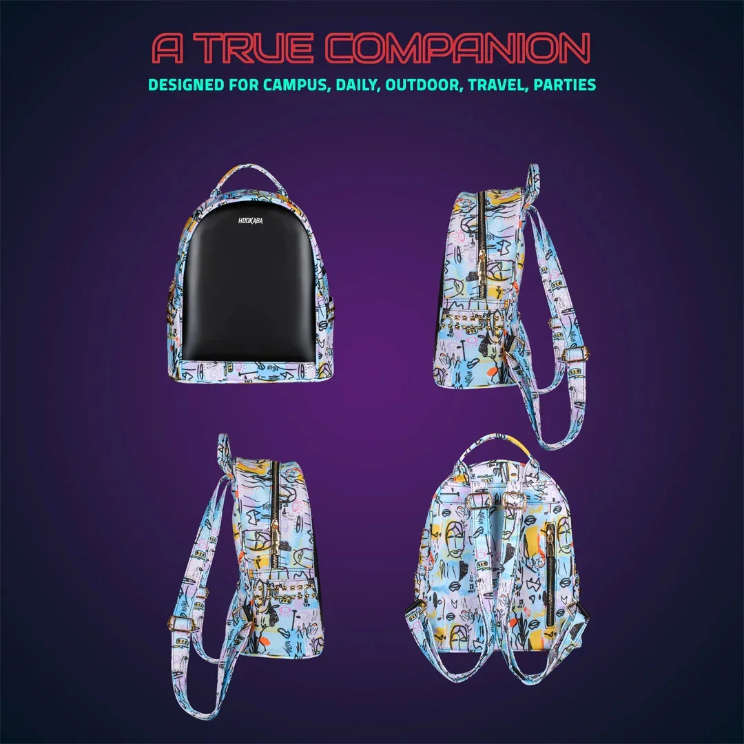 HOOKABA Dazz Roll Women’s LED Backpack – App-Controlled Pixel Display, Stylish Waterproof Bag (14L) - White - Jaiman Toys