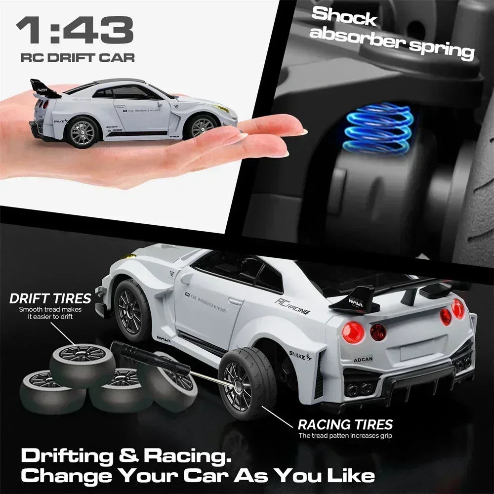 Hstar 1:43 RC Drift Car  2.4GHz 4WD Alloy 20 km/h High-Speed RC Racing Car with Gyro – (Light Blue)